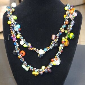 Necklace beaded bonanza multi color